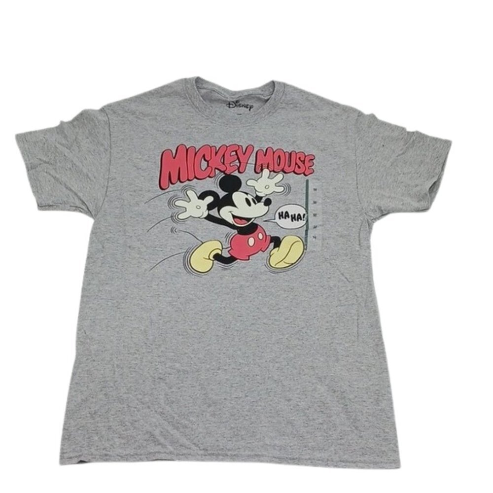 DISNEY Retro Mickey Mouse Shirt Unisex Gray Graphic T-Shirt Size M